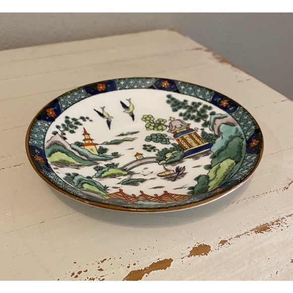 A Crown Straffordshire Ye Olde Willow Trinket Dish 5.75 Inches Used - Picture 1 of 9